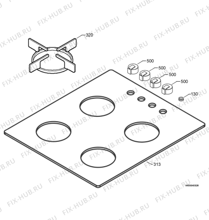 Взрыв-схема плиты (духовки) Electrolux EHT60418K - Схема узла Hob 271